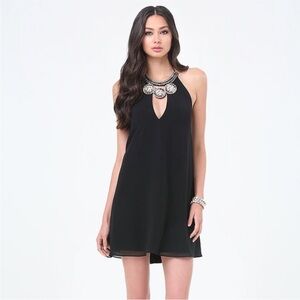 Bebe Medallion Jeweled Halter Dress Medium